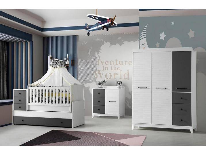 JVmoebel Schlafzimmer-Set Kinderzimmer Set modern - 3-teilig mit Bett, Kommode und Schrank, (3-tlg., 1x Kinderbett + 1x Kleiderschrank + 1x Kommode) von OTTO