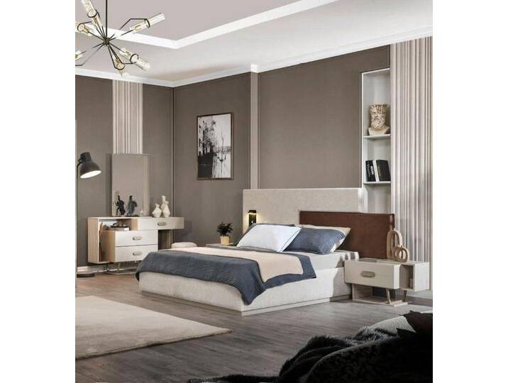 JVmoebel Schlafzimmer-Set Komplette Schlafzimmer Möbel Designer Schlafbett Moderner Schminktisch, (4-tlg., Bett + 2x Nachttische + Schminktisch + Spiegel) von OTTO