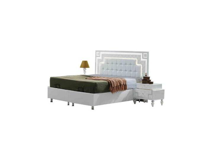 JVmoebel Schlafzimmer-Set Komplettes Weißes Schlafzimmer Set Designer Doppelbett 2x Nachttische, (Set 3tlg Schlafzimmer (Bett + 2x Nachttische) von OTTO