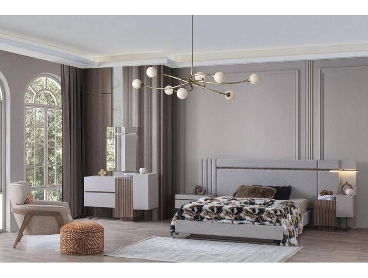 JVmoebel Schlafzimmer-Set Luxuriöses Schlafzimmer Set: Bett mit 2 Nachttischen, modern 3tlg., (3-tlg., nur 1x Bett + 2x Nachttische), Made in Europa von OTTO