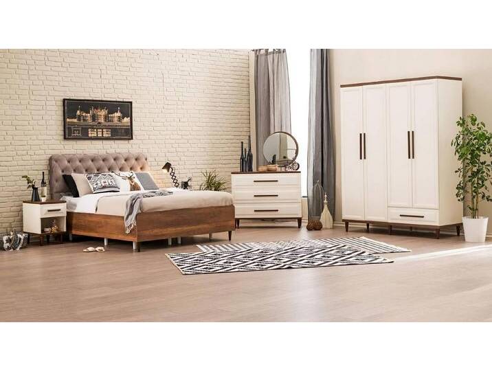 JVmoebel Schlafzimmer-Set Luxus Schlafzimmer Set 6tlg Design Holzmöbel Bett 2x Nachttische, (6-tlg., Bett + Kommode + 2x Nachttische + Spiegel + Kleiderschrank) von OTTO