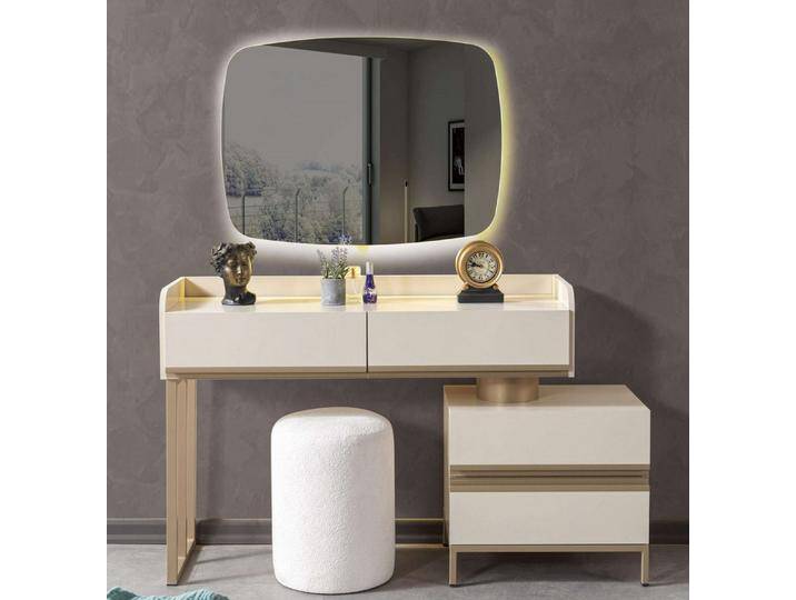 JVmoebel Schminktisch Moderner Schminktisch aus Holz mit Spiegel für Schlafzimmer - Kosmetik (2-St., Schminktisch, Spiegel), Made in Europa, beige von OTTO