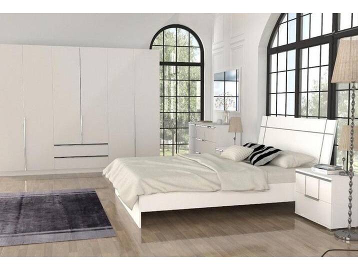 JVmoebel Schlafzimmer-Set Schlafzimmer Ausstattung Set Möbel Komplett Bett 2x Nachttisch Schrank, (Schlafzimmer-Set), Made in Europa, weiß von OTTO