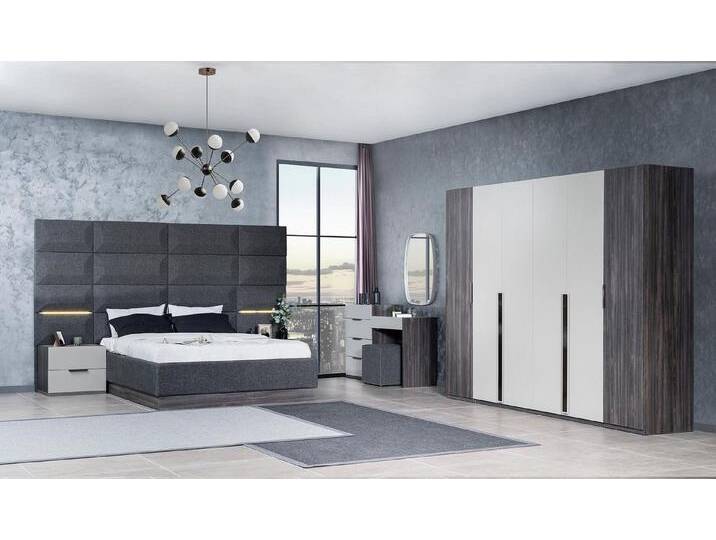 JVmoebel Schlafzimmer-Set Schlafzimmer Bett Nachttisch Kleiderschrank Kommode mit Spiegel Möbel, Made in Europa, grau JVmoebel Schlafzimmer-Set Schlafzimmer Bett Nachttisch Kleiderschrank Kommode mit Spiegel Möbel, Made in Europa, grau von OTTO