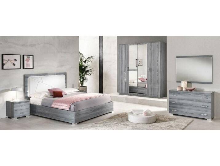 JVmoebel Schlafzimmer-Set Schlafzimmer Set Bett 2xNachttisch Kommode Spiegel Kleiderschrank, Made in Europa, grau von OTTO