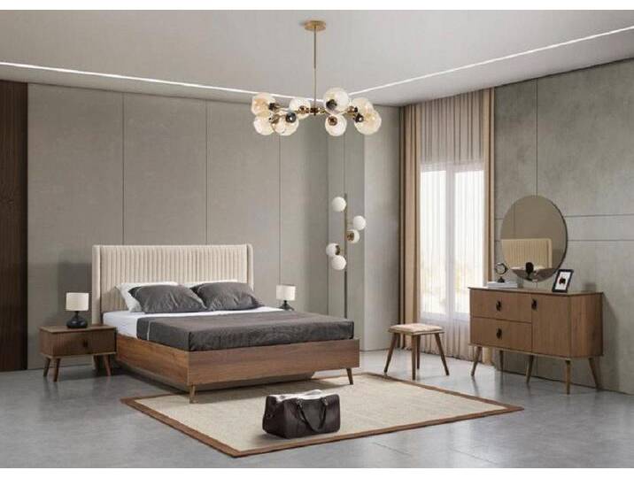 JVmoebel Schlafzimmer-Set Schlafzimmer Set Luxus Bett,2 Nachttische, Kommode mit Spiegel, (5-tlg., Bett + 2x Nachttische + Kommode + Spiegel) von OTTO