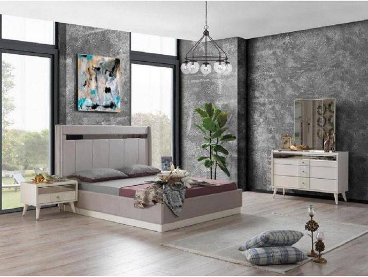 JVmoebel Schlafzimmer-Set Schlafzimmer Set Weiß Designer Hochwertig Bett Kommode 2 Nachttische, (4-tlg., 4tlg Set(Bett +2x Nachttische+Kommode) von OTTO
