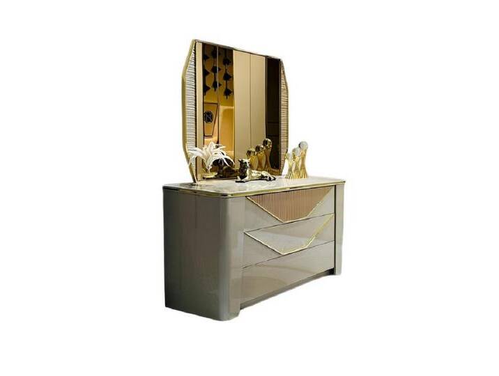 JVmoebel Schminktisch Design Holz Schminktisch mit Spiegel Modern Möbel Komplett Buffet (2-St., Schminktisch + Spiegel), Made in Europa, grau von OTTO