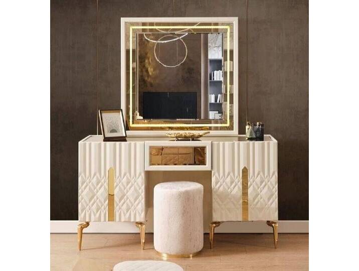 JVmoebel Schminktisch Modern Schminktisch Beige Schlafzimmer mit Spiegel Sofort (Schminktisch), Made in Europa, weiß von OTTO