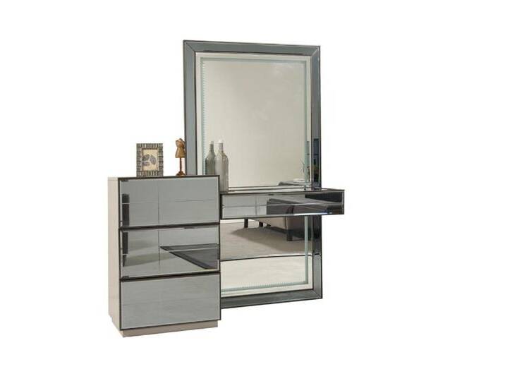 JVmoebel Schminktisch Moderne Holz Kommode mit Spiegel und Konsole für Ihr Zuhause (Schminktisch), Made in Europa, grau von OTTO