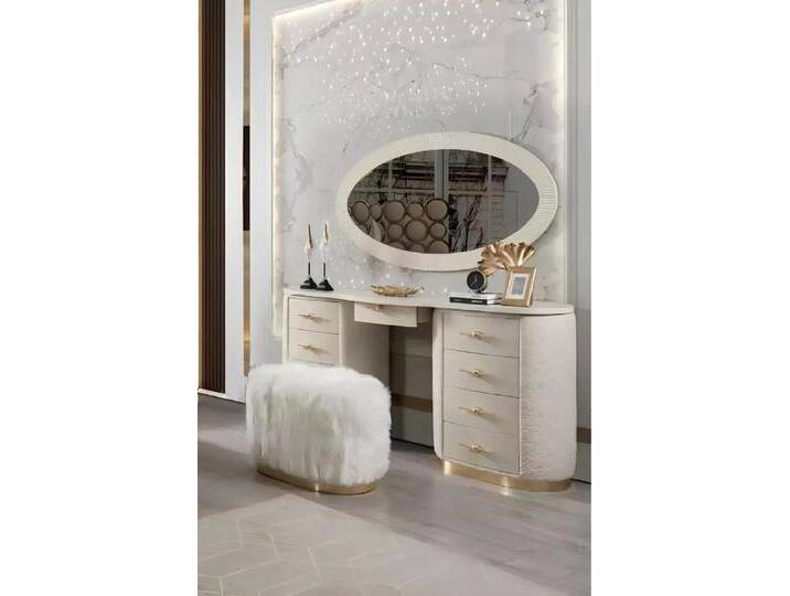 JVmoebel Schminktisch Moderne Spiegel-Konsolen mit Hockern für Schlafzimmermöbel (2-St., Schminktisch, Spiegel), Made in Europa, weiß von OTTO