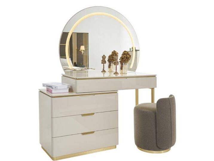 JVmoebel Schminktisch Set Konsole Spiegel Schlafzimmer Möbel Hocker Set modern chic (3-St., Schminktisch, Spiegel, Hocker), Made in Europa, beige von OTTO