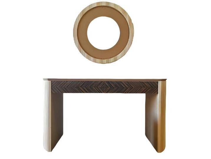 JVmoebel Schminktisch Schminktisch Spiegel Design Holz Modern Abstrakt 2tlg Wandspiegel (2-St., Schminktisch mit Spiegel), Made in Europa, braun von OTTO