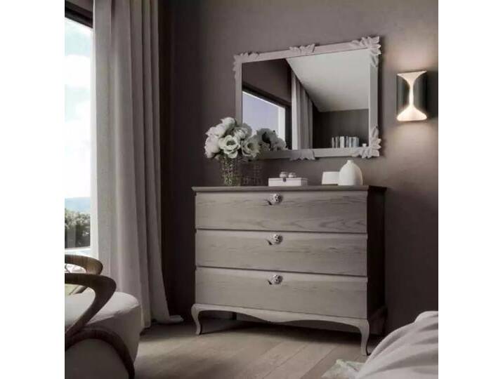 JVmoebel Schubkastenkommode Luxus Graue Kommode mit Spiegel und Regal Möbel Set (2 St., Schubkastenkommode + Spiegel), Made in Europa, grau von OTTO