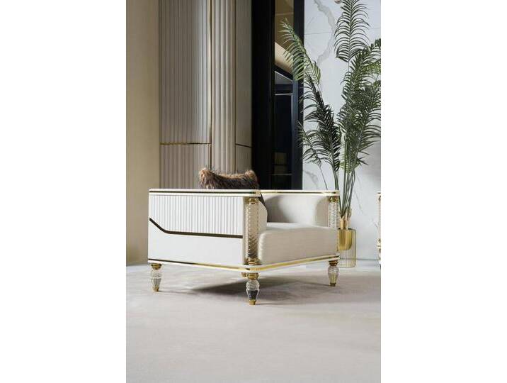 JVmoebel Sessel Eleganter Relaxsessel aus Textil in Weiß – Moderner Designstuhl (Sessel), Made in Europa, weiß von OTTO