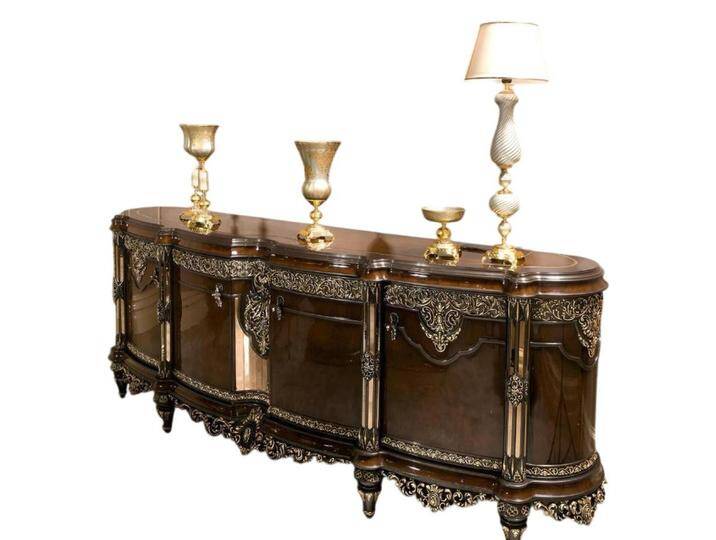 JVmoebel Sideboard Elegantes braunes Holz- und Glasessezimmer Set mit Sideboard (Sideboard, Spiegel), Made in Europe, braun von OTTO