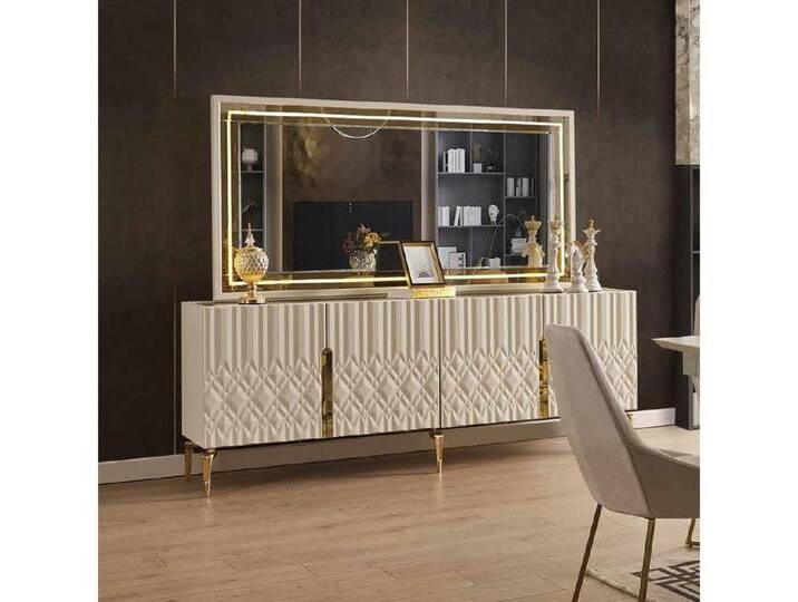 JVmoebel Sideboard XXL Sideboard mit Spiegel Hochglanz Kommode aus Holz SOFORT (Sideboard + Spiegel), Made in Europa, weiß von OTTO