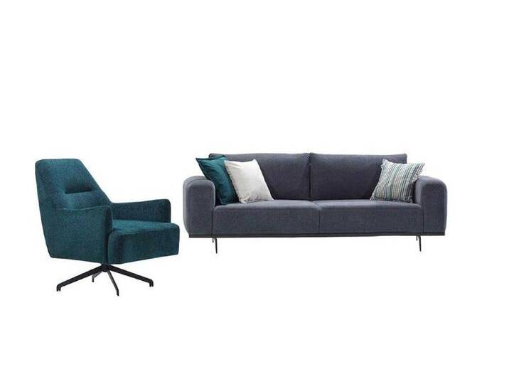 JVmoebel Sofa 3-Sitzer Relaxsessel Wohnzimmer Lounge-Garnitur 2 Teile wohnlich, 2 Teile, Made in Europa, blau von OTTO