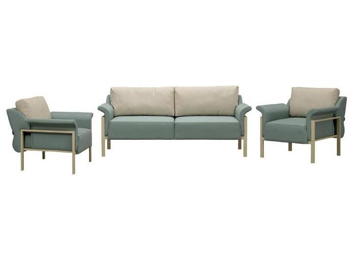 JVmoebel Sofa 3tlg Sofa Sessel Dreisitzer Möbel Wohnzimmer Leder Polster Couchen, Made in Europa, blau von OTTO