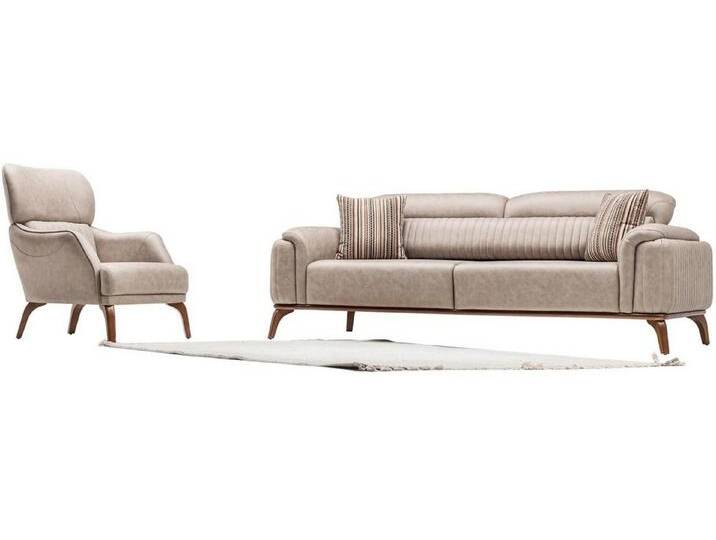 JVmoebel Polstergarnitur Beige Kunstleder Sofa-Set: Dreisitzer und Einzel-Sessel, (2-tlg., 3-Sitzer Sofa/Sessel), Made in Europa, beige JVmoebel Polstergarnitur Beige Kunstleder Sofa-Set: Dreisitzer und Einzel-Sessel, (2-tlg., 3-Sitzer Sofa/Sessel), Made in Europa, beige von OTTO