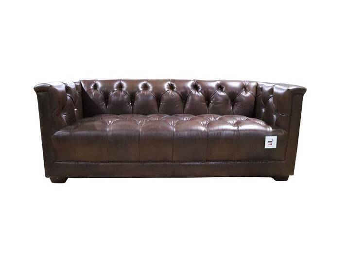 JVmoebel Sofa Braunes Shabby 3-Sitzer Ledersofa im Vintage Chesterfield Stil, Made in Europa, braun von OTTO
