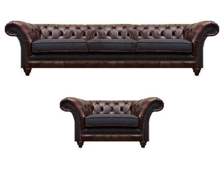 JVmoebel Chesterfield-Sofa Braune Ledersofa Garnitur Dreisitzer Edler Polster Chesterfield Sessel, Made in Europa, braun von OTTO