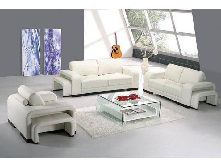 JVmoebel Sofa Design Sofa Dreisitzer Couch Leder und Stoff Polsterung, Made in Europa, weiß von OTTO