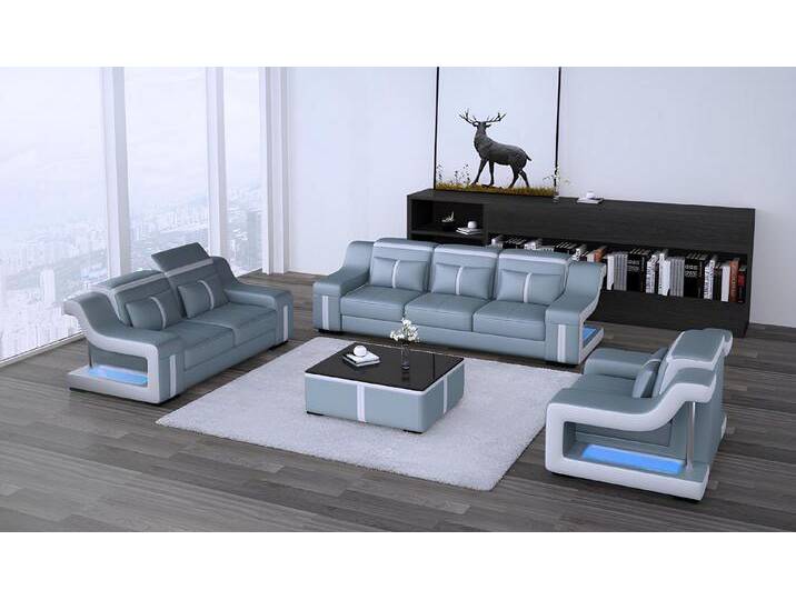 JVmoebel Sofa Dreisitzer Designer Sofa 3 Sitz + USB Polster Leder Couchen Big Sofas, Made in Europa, grau von OTTO