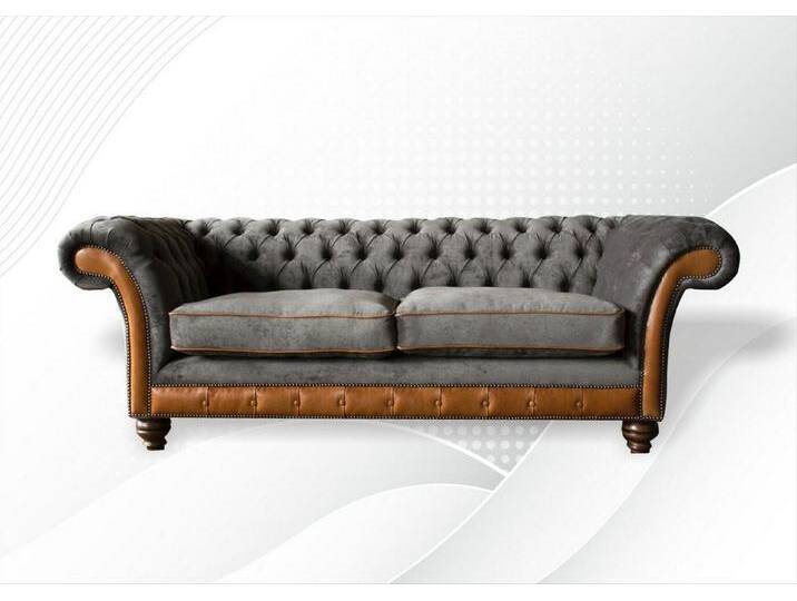 JVmoebel Sofa Klassisches Chesterfield Sofa in Grau – 3-Sitzer Ledercouch, Made in Europa, grau JVmoebel Sofa Klassisches Chesterfield Sofa in Grau – 3-Sitzer Ledercouch, Made in Europa, grau von OTTO