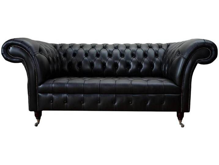 JVmoebel Chesterfield-Sofa Luxus Chesterfield Sofa 3-Sitzer Schwarz Leder Dreisitzer, Made in Europa, schwarz von OTTO