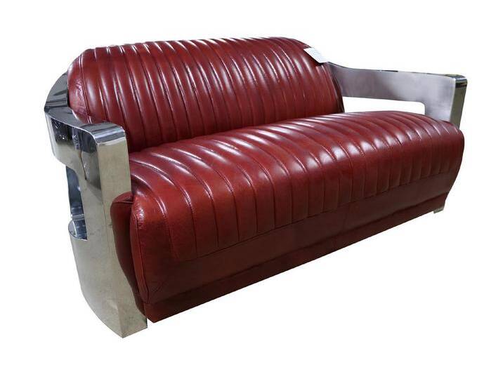 JVmoebel 2-Sitzer Retro 2-Sitzer Ledercouch Vintage Designer Sofa Polsterung, Made in Europa, rot von OTTO