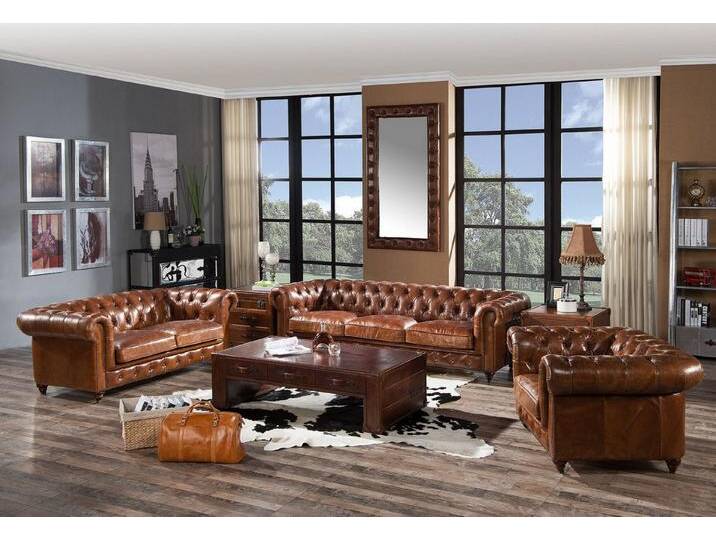 JVmoebel Sofa Vintage Chesterfield Ledersofa für 4 Personen im Club-Stil, Made in Europa, braun JVmoebel Sofa Vintage Chesterfield Ledersofa für 4 Personen im Club-Stil, Made in Europa, braun von OTTO