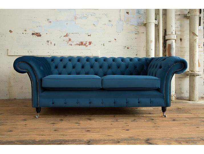 JVmoebel Sofa XXL Sofa 3 Sitzer Couch Chesterfield Polster Sitz Garnitur Textil, Made in Europa, blau JVmoebel Sofa XXL Sofa 3 Sitzer Couch Chesterfield Polster Sitz Garnitur Textil, Made in Europa, blau von OTTO