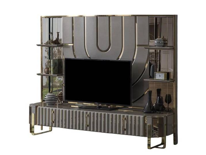 JVmoebel TV-Board TV Ständer RTV Lowboard Sideboard Wohnzimmer Gold Grau Luxus Sofort (2 St), Made in Europa, grau von OTTO