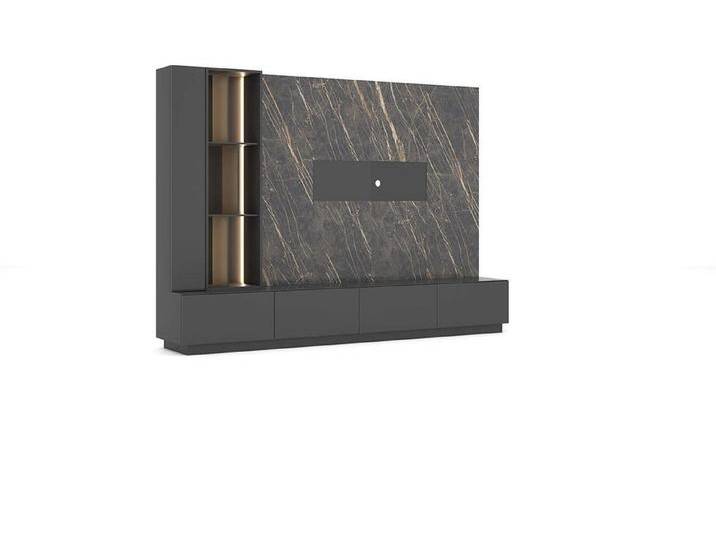 JVmoebel TV-Wand Wohnwand Designer Einrichtung Modern Wohnzimmermöbel Holzmöbel, (1-St., 1x Wohnwand), Made in Europa, grau von OTTO