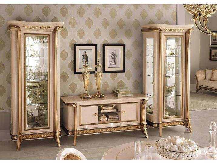 JVmoebel Vitrine Glasvitrine im Barock-Rokoko-Stil – Designer Möbelstück (Vitrine) Made in Italy, beige weiß von OTTO