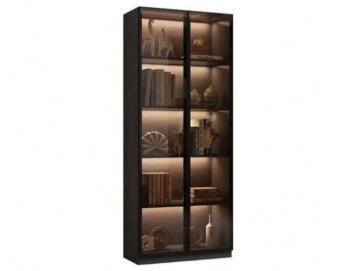 JVmoebel Vitrine Schwarzer Vitrinenschrank aus Glas & Holz – Weinschrank (1-St) Made in Europe, schwarz von OTTO