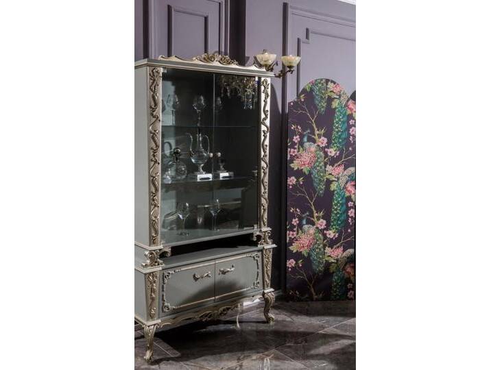 JVmoebel Vitrine Vitrine aus Holz mit Glas für das Wohnzimmer in Weiß Made in Europa, grau JVmoebel Vitrine Vitrine aus Holz mit Glas für das Wohnzimmer in Weiß Made in Europa, grau von OTTO