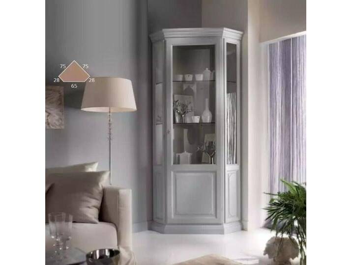 JVmoebel Vitrine Weiß Eck Vitrine Wohnzimmer Klassischer Design Regal (1-St., Vitrine) Made in Europa, weiß von OTTO