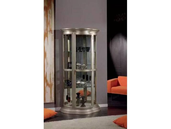 JVmoebel Vitrine Wohnzimmer Glas Schrank Vitrine Wohnzimmer Anrichte Holz Möbel (1-St., Vitrine) Made in Europa, silberfarben von OTTO