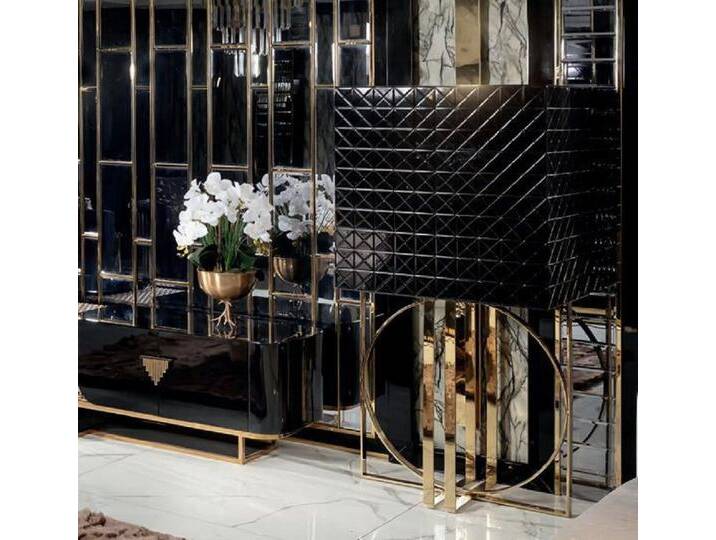 JVmoebel Vitrine Wohnzimmer Modern Luxus Edelstahl Holz Schrank Designer Bar Möbel (1-St., Vitrine) Made in Europa, schwarz von OTTO