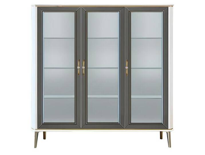 JVmoebel Vitrine Wohnzimmer Schrank Holz Glas Schränke Italienische Exzellenz Design (Vitrine) Made in Europa, grau von OTTO
