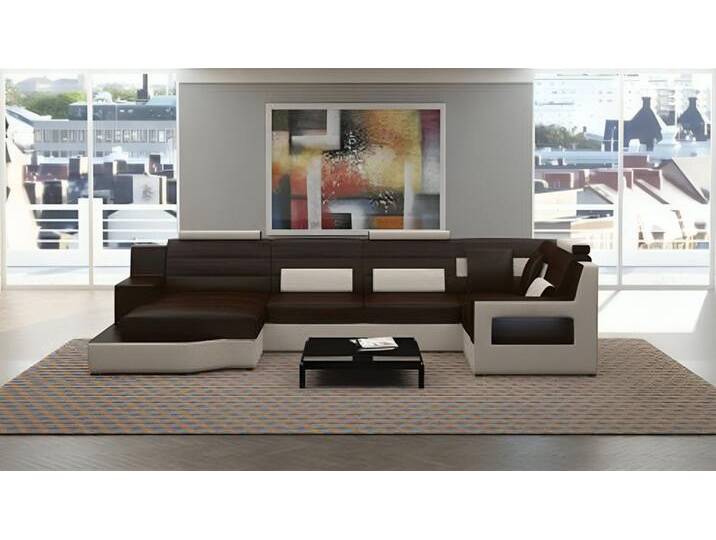 JVmoebel Wohnlandschaft Designer Couch Sofa Polster Eckcouch Garnitur Ledersofa Couchen, Made in Europa, beige braun, Variante A, Braun/Beige von OTTO
