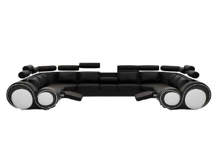 JVmoebel Wohnlandschaft Designer Wohnlandschaft Eckcouch mit USB Couch Sofa Polster Ledersofa, 1 Teile, Made in Europa, bunt schwarz, Schwarz/Weiß von OTTO
