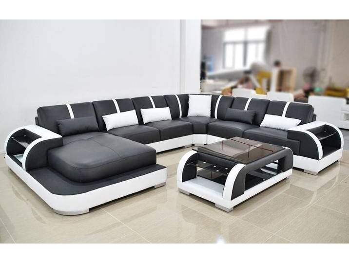 JVmoebel Wohnlandschaft Ecksofa U-Form aus Stoff und Leder - Polstergarnitur, Made in Europa, beige schwarz JVmoebel Wohnlandschaft Ecksofa U-Form aus Stoff und Leder - Polstergarnitur, Made in Europa, beige schwarz von OTTO