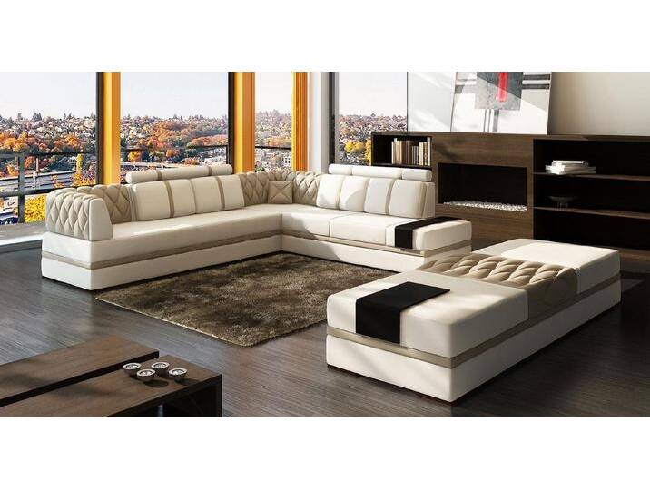 JVmoebel Ecksofa Design Sofa XXL L Form – Weiße Polster Couch Ecke Luxus, Made in Europa, beige, Lange Seite Rechts - vor dem Sofa stehend, weiß/beige von OTTO