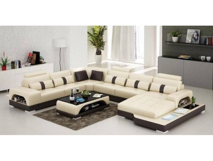 JVmoebel Wohnlandschaft Langlebige Leder U-Form Wohnlandschaft XXL Sofa Garnitur, Made in Europa, beige braun JVmoebel Wohnlandschaft Langlebige Leder U-Form Wohnlandschaft XXL Sofa Garnitur, Made in Europa, beige braun von OTTO