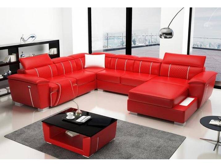 JVmoebel Wohnlandschaft Ledersofa Couch Polster Designer Leder Sofas Sofa U-Form Couchen, Made in Europa, rot, Variante B JVmoebel Wohnlandschaft Ledersofa Couch Polster Designer Leder Sofas Sofa U-Form Couchen, Made in Europa, rot, Variante B von OTTO