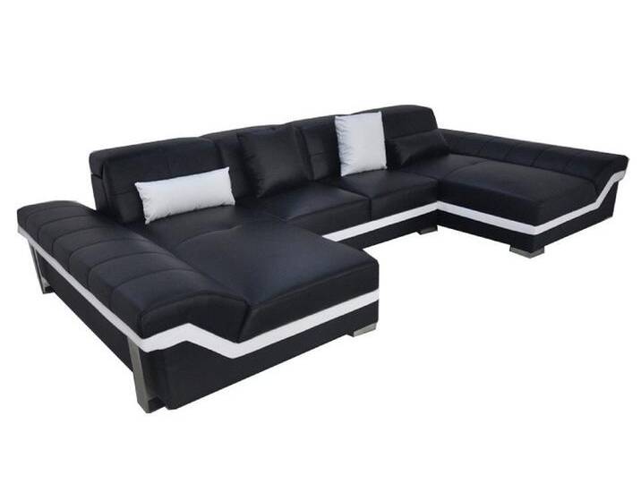 JVmoebel Wohnlandschaft Ledersofa Couch Wohnlandschaft Eck Garnitur Design Modern Sofa U-Form, Made in Europa, schwarz, Variante A von OTTO