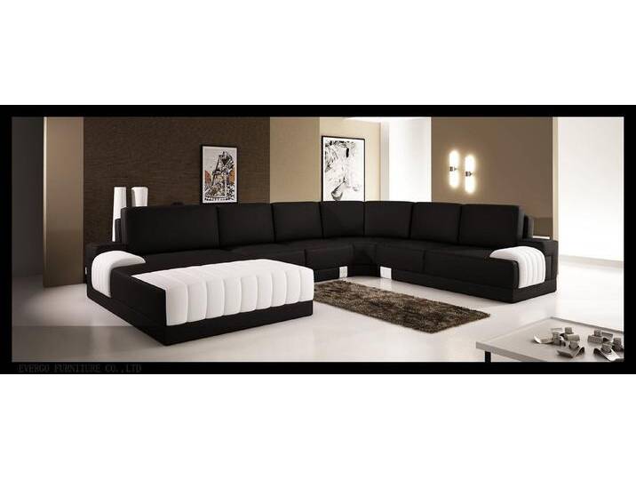 JVmoebel Wohnlandschaft Polster Ledersofa Couch U-Form Wohnlandschaft UForm Sofa Weiß, Made in Europa, beige schwarz von OTTO